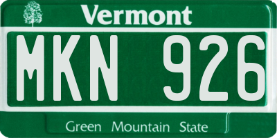 VT license plate MKN926