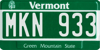 VT license plate MKN933