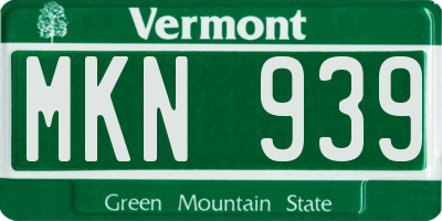 VT license plate MKN939