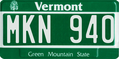 VT license plate MKN940