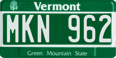 VT license plate MKN962