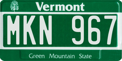 VT license plate MKN967