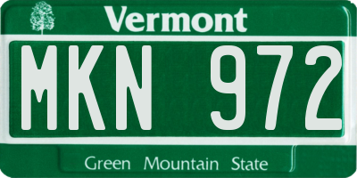 VT license plate MKN972