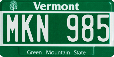 VT license plate MKN985