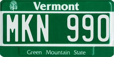 VT license plate MKN990