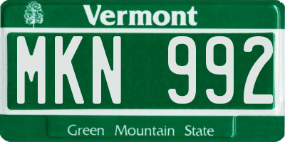 VT license plate MKN992