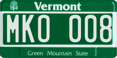 VT license plate MKO008