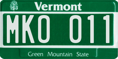 VT license plate MKO011