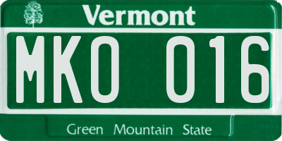 VT license plate MKO016
