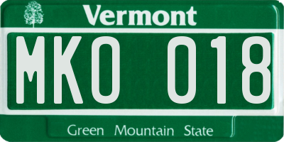 VT license plate MKO018