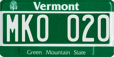 VT license plate MKO020