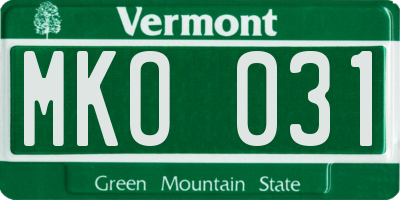 VT license plate MKO031