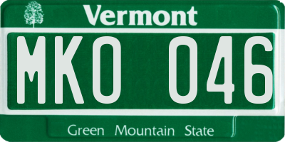 VT license plate MKO046