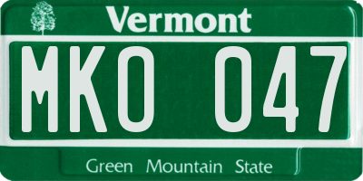 VT license plate MKO047
