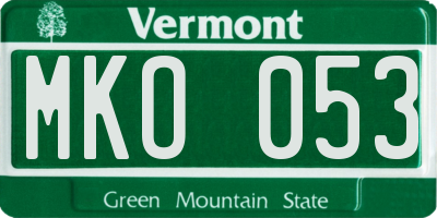 VT license plate MKO053
