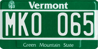 VT license plate MKO065