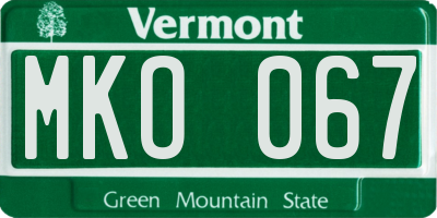 VT license plate MKO067