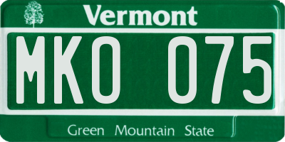 VT license plate MKO075