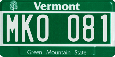 VT license plate MKO081