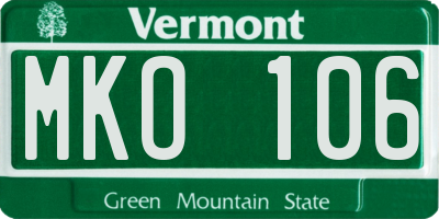 VT license plate MKO106