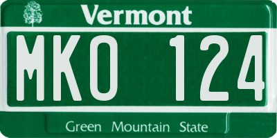 VT license plate MKO124