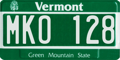 VT license plate MKO128