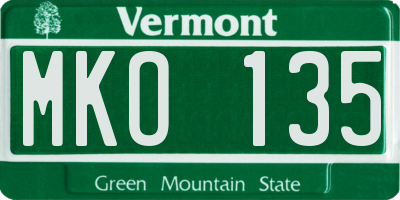 VT license plate MKO135