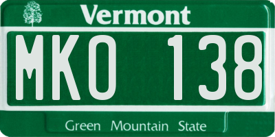 VT license plate MKO138