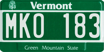 VT license plate MKO183