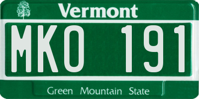 VT license plate MKO191
