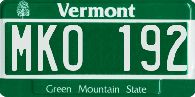 VT license plate MKO192