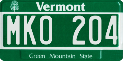 VT license plate MKO204