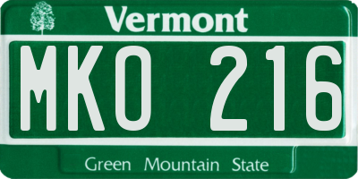 VT license plate MKO216