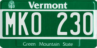 VT license plate MKO230