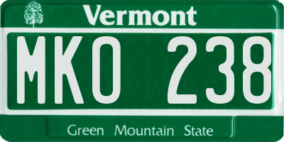 VT license plate MKO238