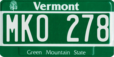 VT license plate MKO278