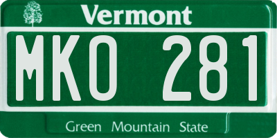 VT license plate MKO281