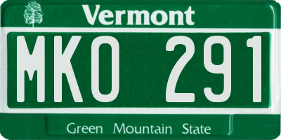 VT license plate MKO291