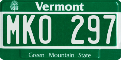 VT license plate MKO297