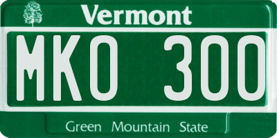 VT license plate MKO300