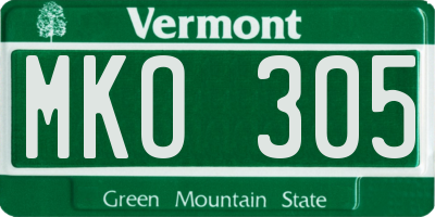 VT license plate MKO305