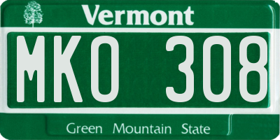 VT license plate MKO308