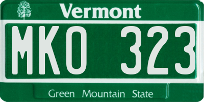 VT license plate MKO323