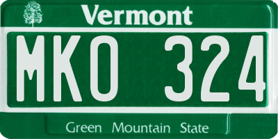VT license plate MKO324
