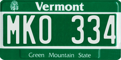 VT license plate MKO334