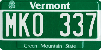 VT license plate MKO337