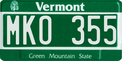 VT license plate MKO355