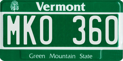 VT license plate MKO360