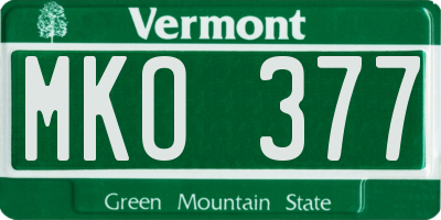 VT license plate MKO377
