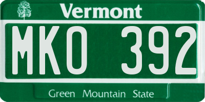 VT license plate MKO392